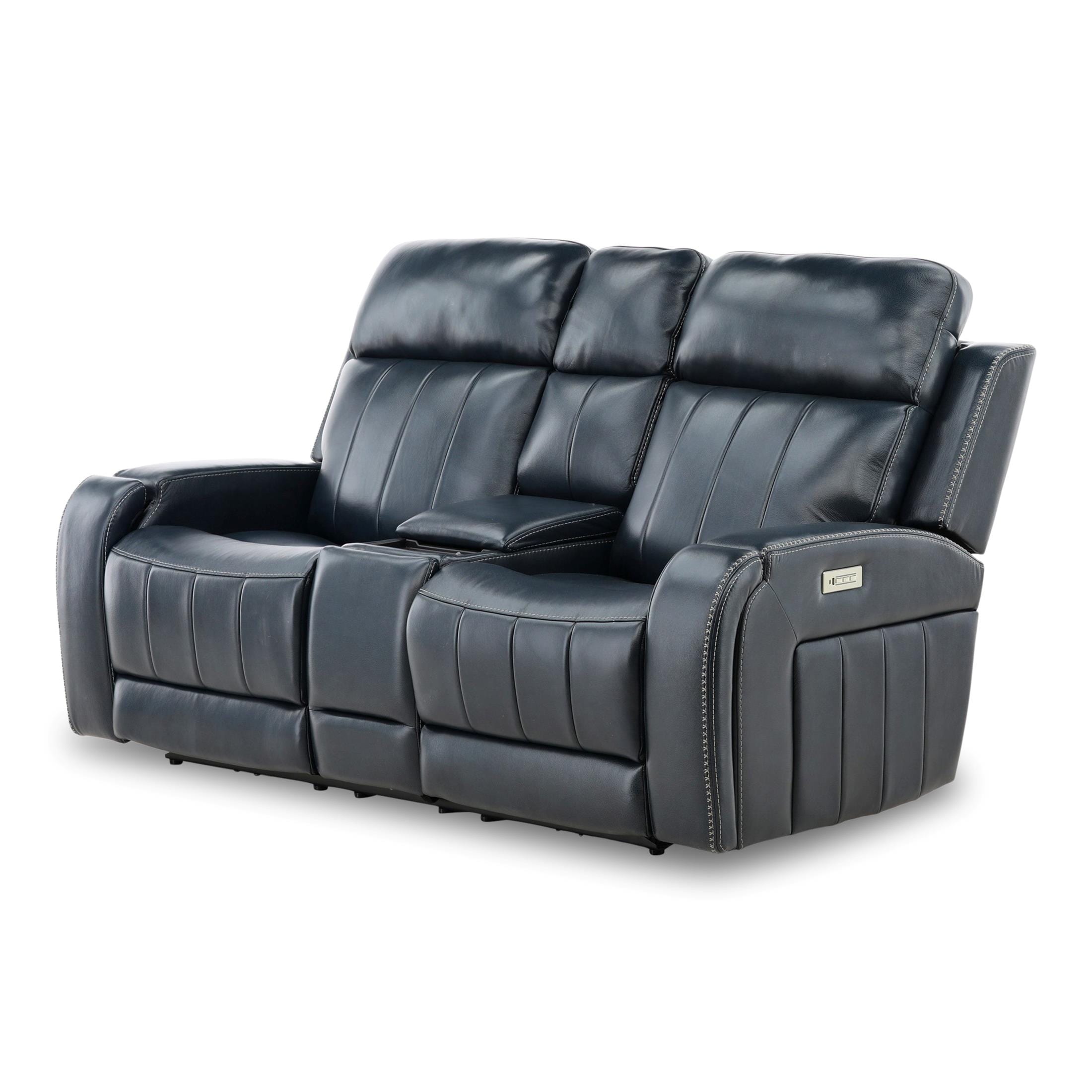 Hampton Leather Home Theater Console Loveseat - Power